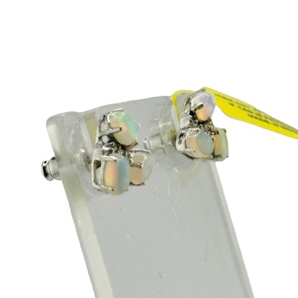 NWT Chuck Clemency Sterling Silver 3 Opal Clear Topaz Stud Earrings Designer - Picture 5 of 11